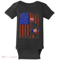 Bigfoot Fireworks Merica 4th of July USA Flag Patriotic Baby Bodysuit thumb 0