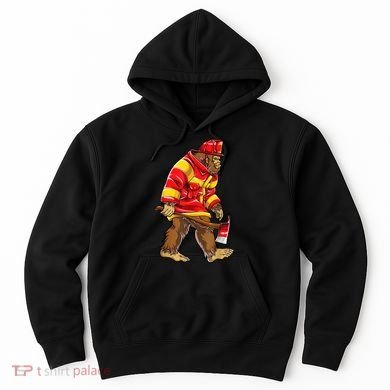 Bigfoot Firefighter Men Thin Red Line Sasquatch Lover Hoodie