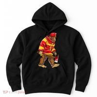Bigfoot Firefighter Men Thin Red Line Sasquatch Lover Hoodie thumb 0