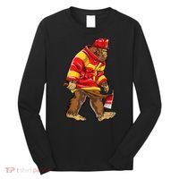 Bigfoot Firefighter Men Thin Red Line Sasquatch Lover Long Sleeve Shirt thumb 0