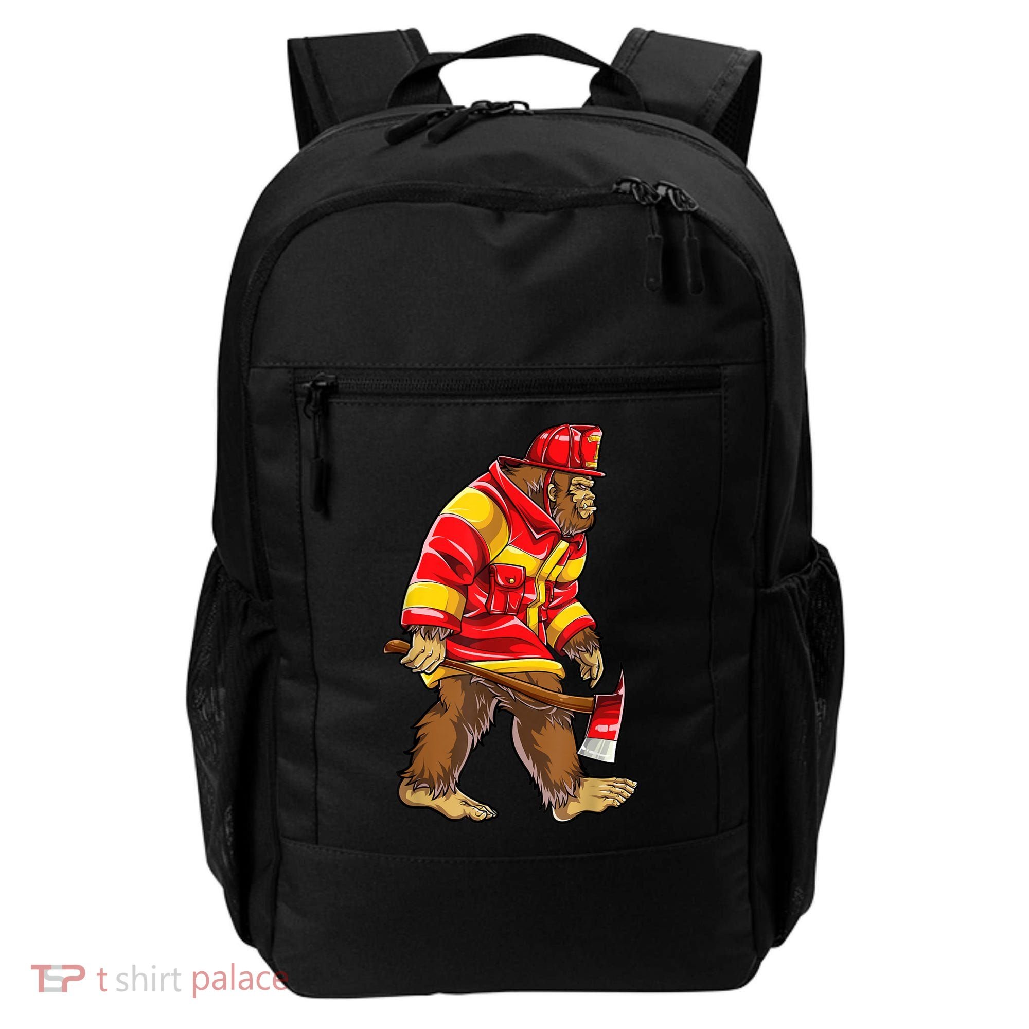 Bigfoot Firefighter Men Thin Red Line Sasquatch Lover Backpack