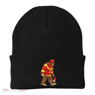 Bigfoot Firefighter Men Thin Red Line Sasquatch Lover Beanie