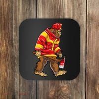 Bigfoot Firefighter Men Thin Red Line Sasquatch Lover Coaster thumb 0