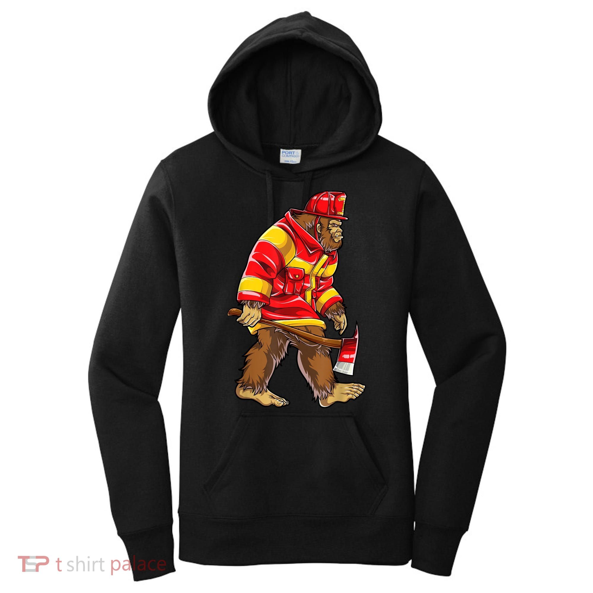 Bigfoot Firefighter Men Thin Red Line Sasquatch Lover Women's Hoodie