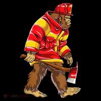 Bigfoot Firefighter Men Thin Red Line Sasquatch Lover Women's Hoodie thumb 2