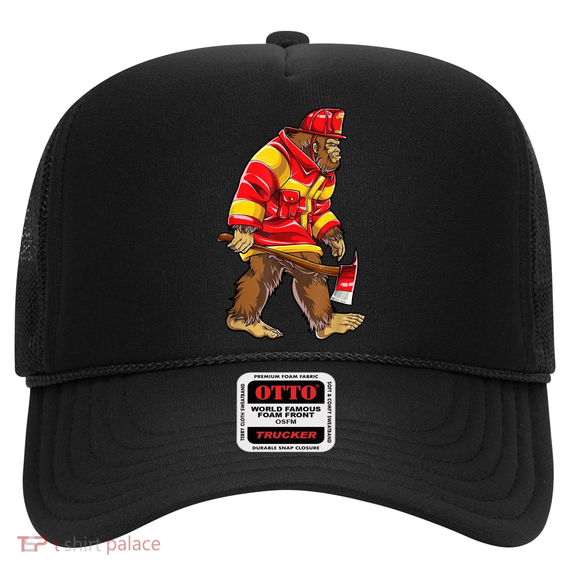Bigfoot Firefighter Men Thin Red Line Sasquatch Lover Hat