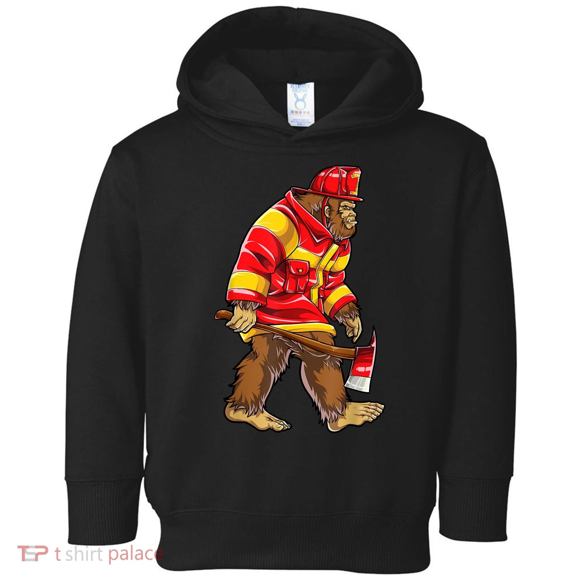 Bigfoot Firefighter Men Thin Red Line Sasquatch Lover Toddler Hoodie