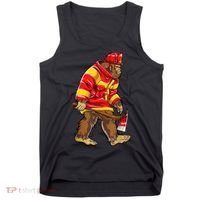 Bigfoot Firefighter Men Thin Red Line Sasquatch Lover Tank Top thumb 0