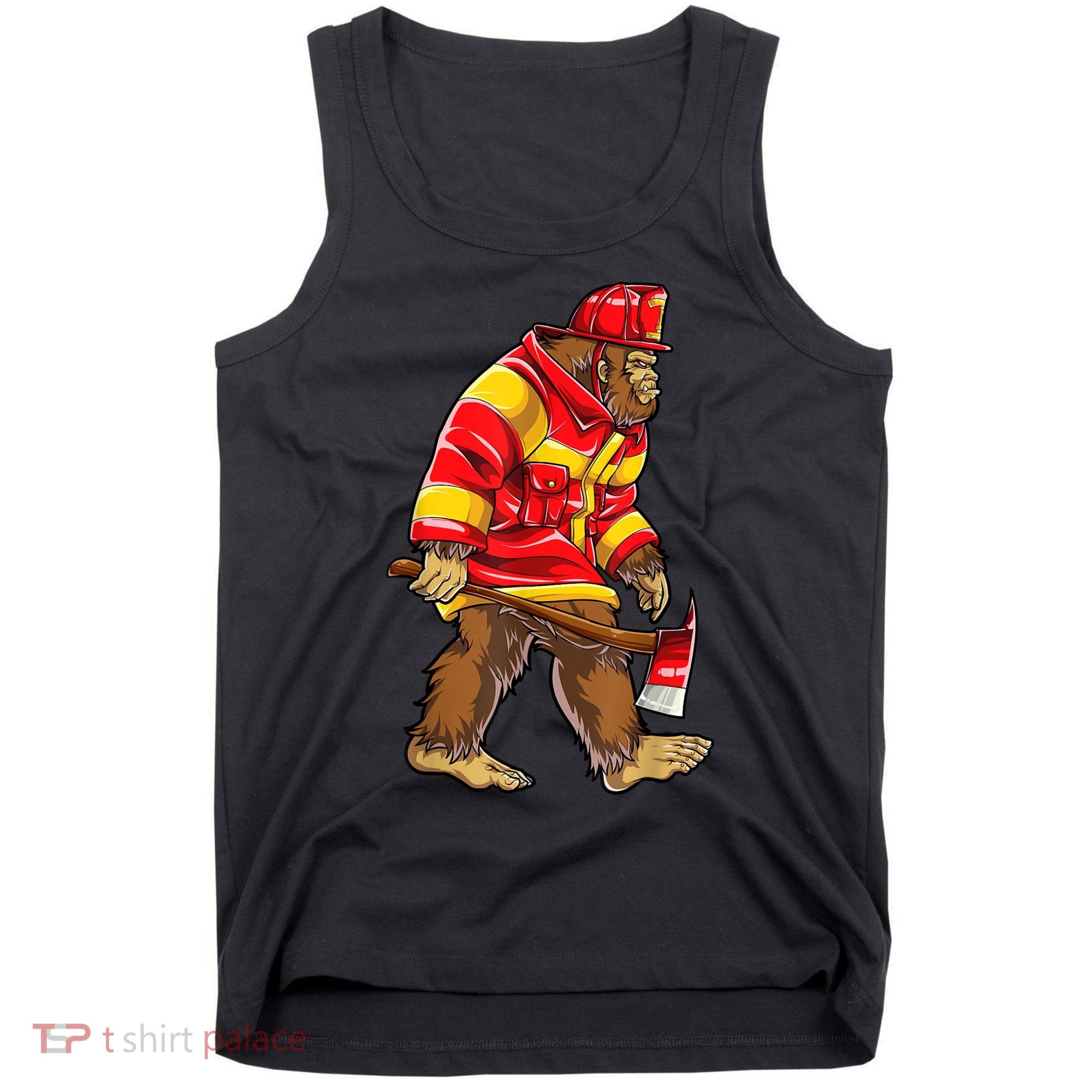 Bigfoot Firefighter Men Thin Red Line Sasquatch Lover Tank Top