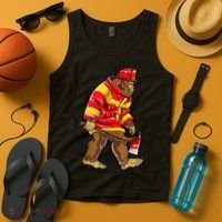 Bigfoot Firefighter Men Thin Red Line Sasquatch Lover Tank Top thumb 4