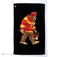 Bigfoot Firefighter Men Thin Red Line Sasquatch Lover Golf Towel thumb 0