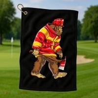 Bigfoot Firefighter Men Thin Red Line Sasquatch Lover Golf Towel thumb 1