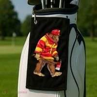 Bigfoot Firefighter Men Thin Red Line Sasquatch Lover Golf Towel thumb 2