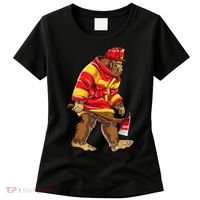 Bigfoot Firefighter Men Thin Red Line Sasquatch Lover Women's T-Shirt thumb 0