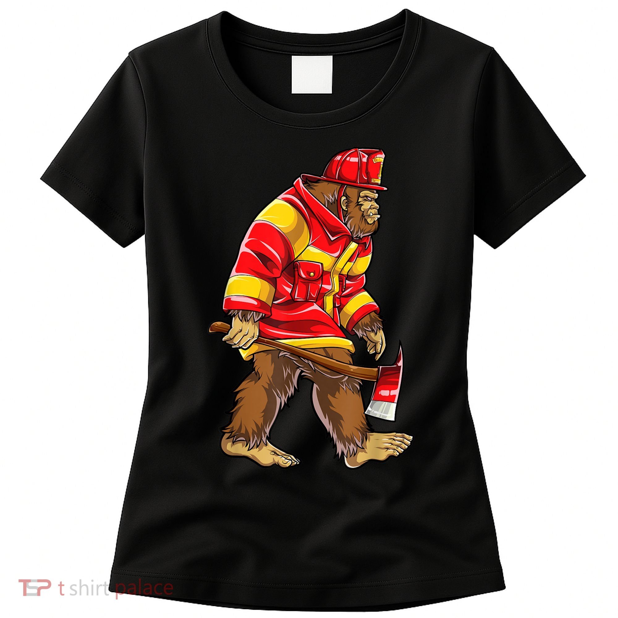 Bigfoot Firefighter Men Thin Red Line Sasquatch Lover Women's T-Shirt