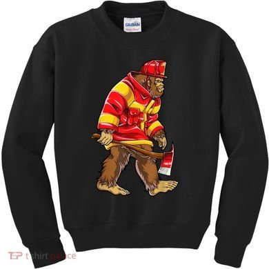Bigfoot Firefighter Men Thin Red Line Sasquatch Lover Kids Sweatshirt