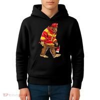 Bigfoot Firefighter Men Thin Red Line Sasquatch Lover Kids Hoodie thumb 4