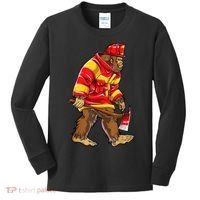 Bigfoot Firefighter Men Thin Red Line Sasquatch Lover Kids Long Sleeve Shirt thumb 0