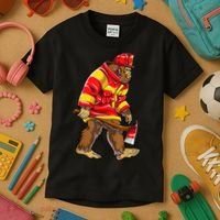 Bigfoot Firefighter Men Thin Red Line Sasquatch Lover Kids T-Shirt thumb 3