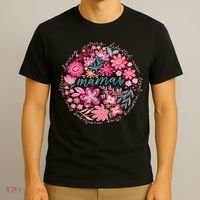 Boho Floral Mama She Is Mom Mothers Day T-Shirt thumb 3