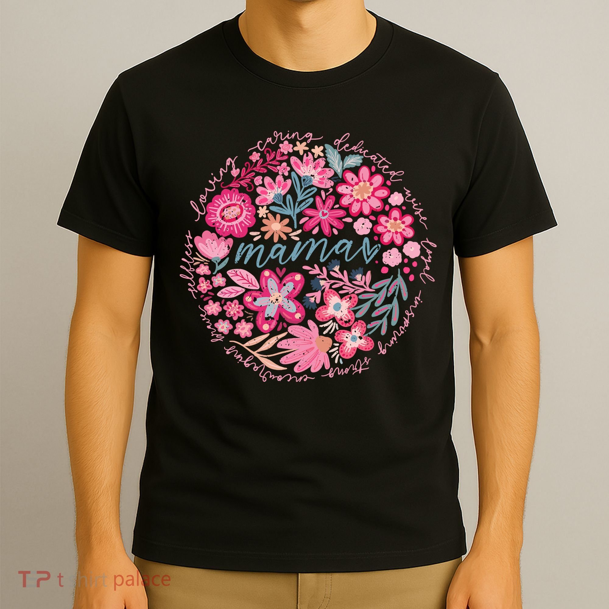 Boho Floral Mama She Is Mom Mothers Day T-Shirt