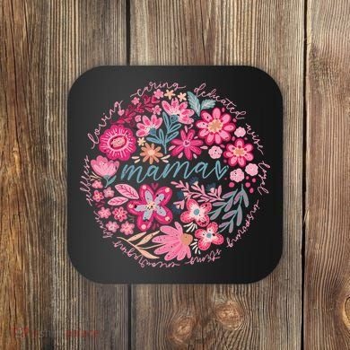 Boho Floral Mama She Is Mom Mothers Day Coaster