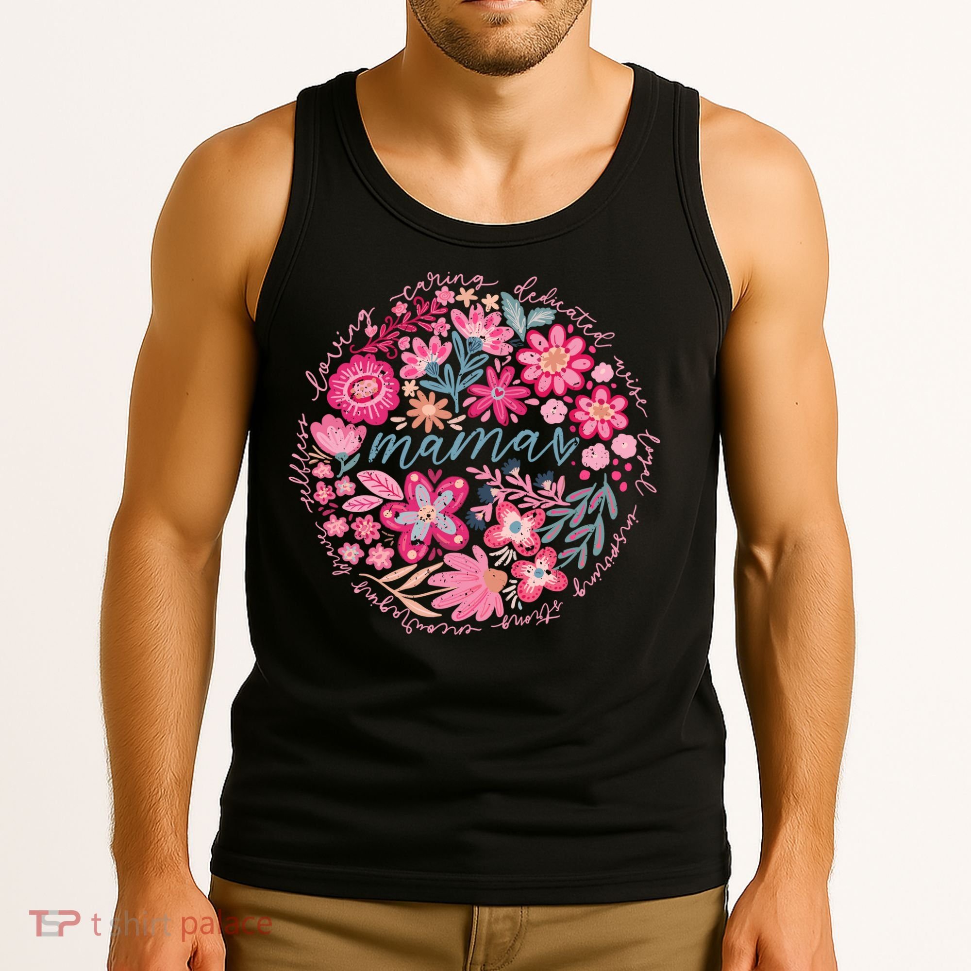 Boho Floral Mama She Is Mom Mothers Day Tank Top