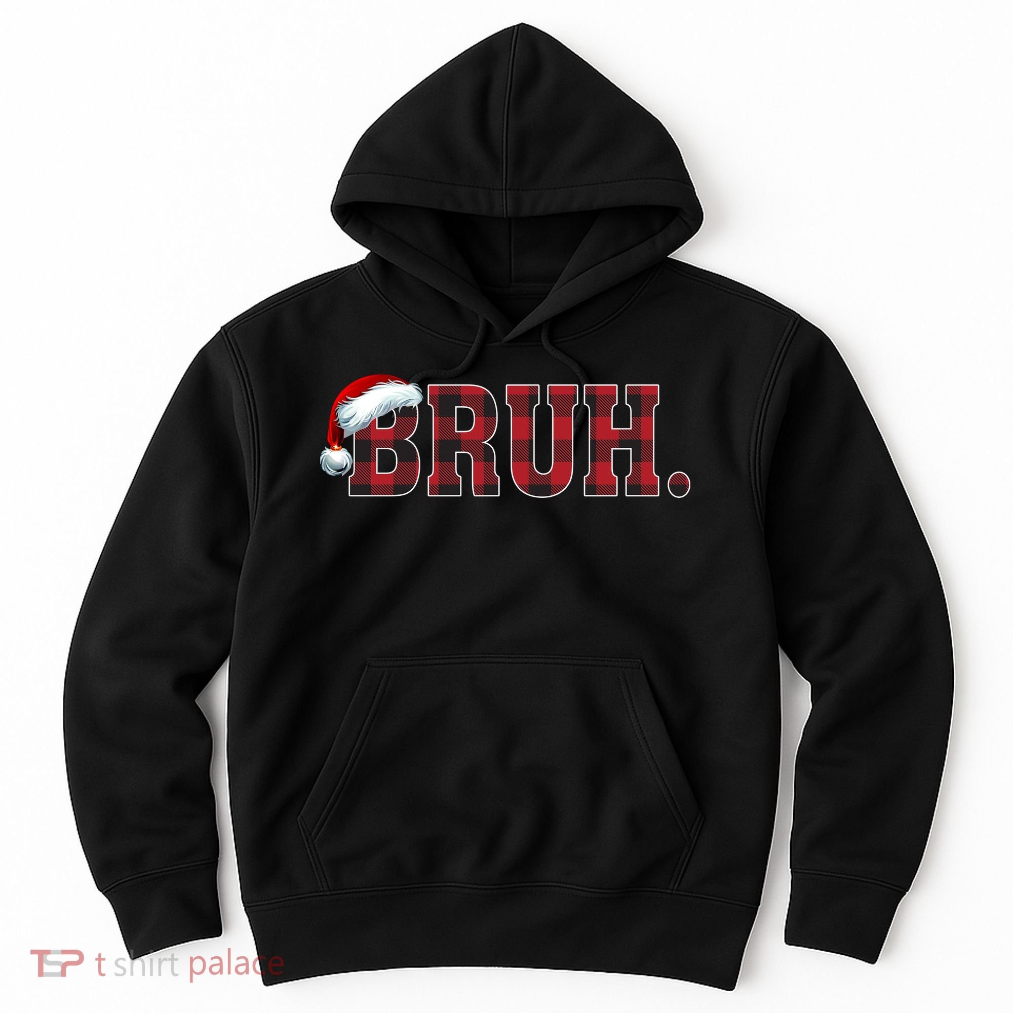 Bruh Funny Merry Christmas Buffalo Plaid Family Matching Pjs Hoodie
