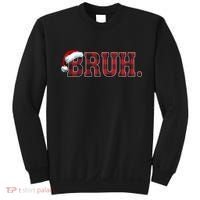 Bruh Funny Merry Christmas Buffalo Plaid Family Matching Pjs Sweatshirt thumb 0