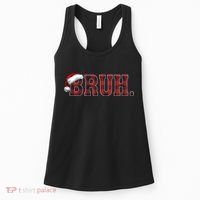 Bruh Funny Merry Christmas Buffalo Plaid Family Matching Pjs Women's Tank Top thumb 0