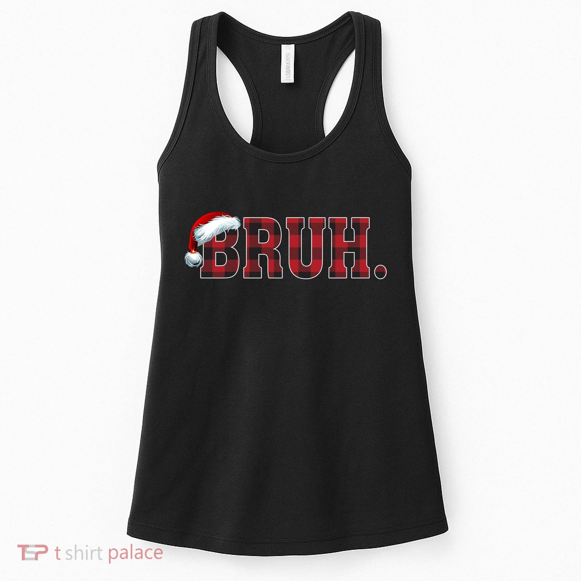 Bruh Funny Merry Christmas Buffalo Plaid Family Matching Pjs Women's Tank Top