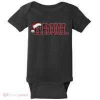 Bruh Funny Merry Christmas Buffalo Plaid Family Matching Pjs Baby Bodysuit thumb 0