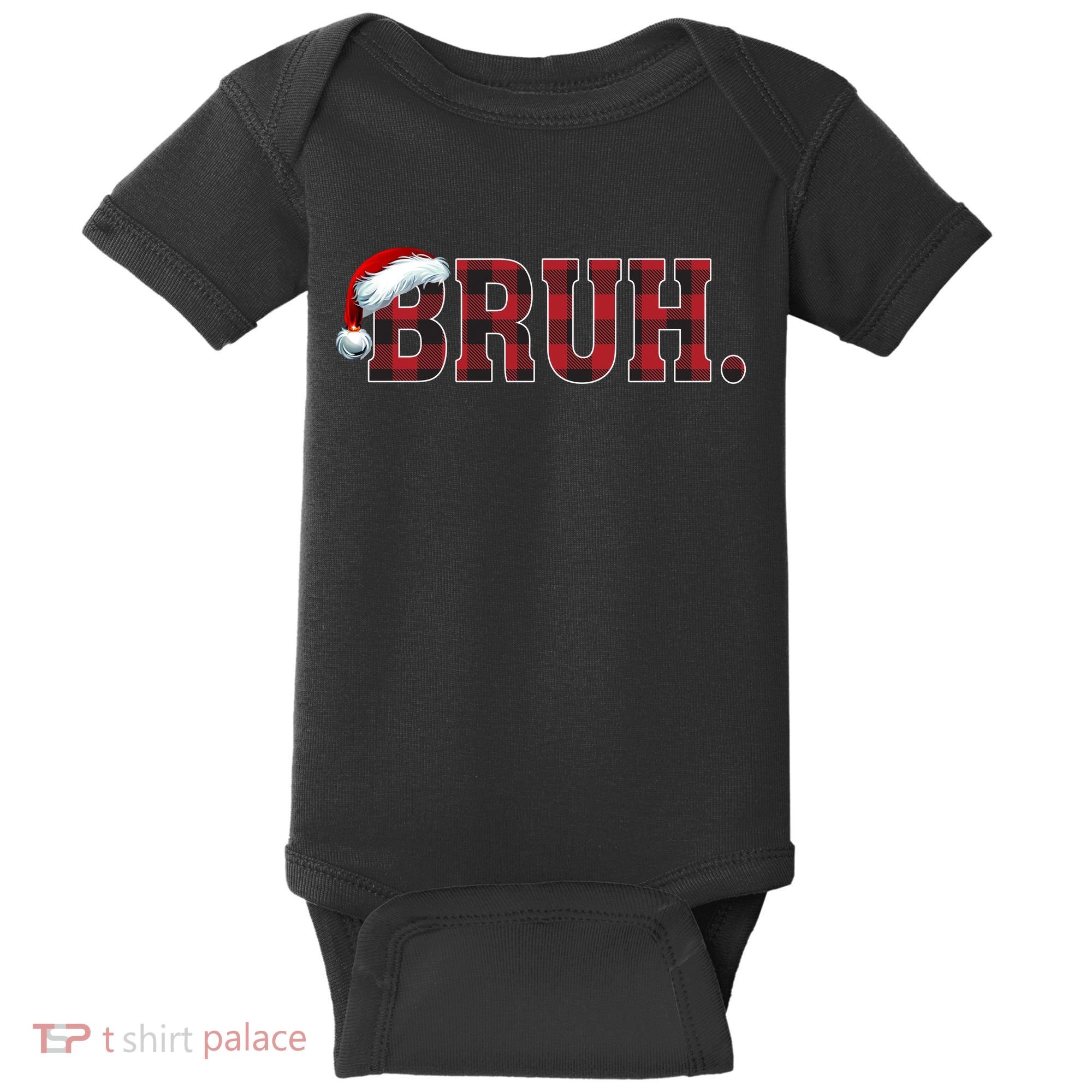 Bruh Funny Merry Christmas Buffalo Plaid Family Matching Pjs Baby Bodysuit