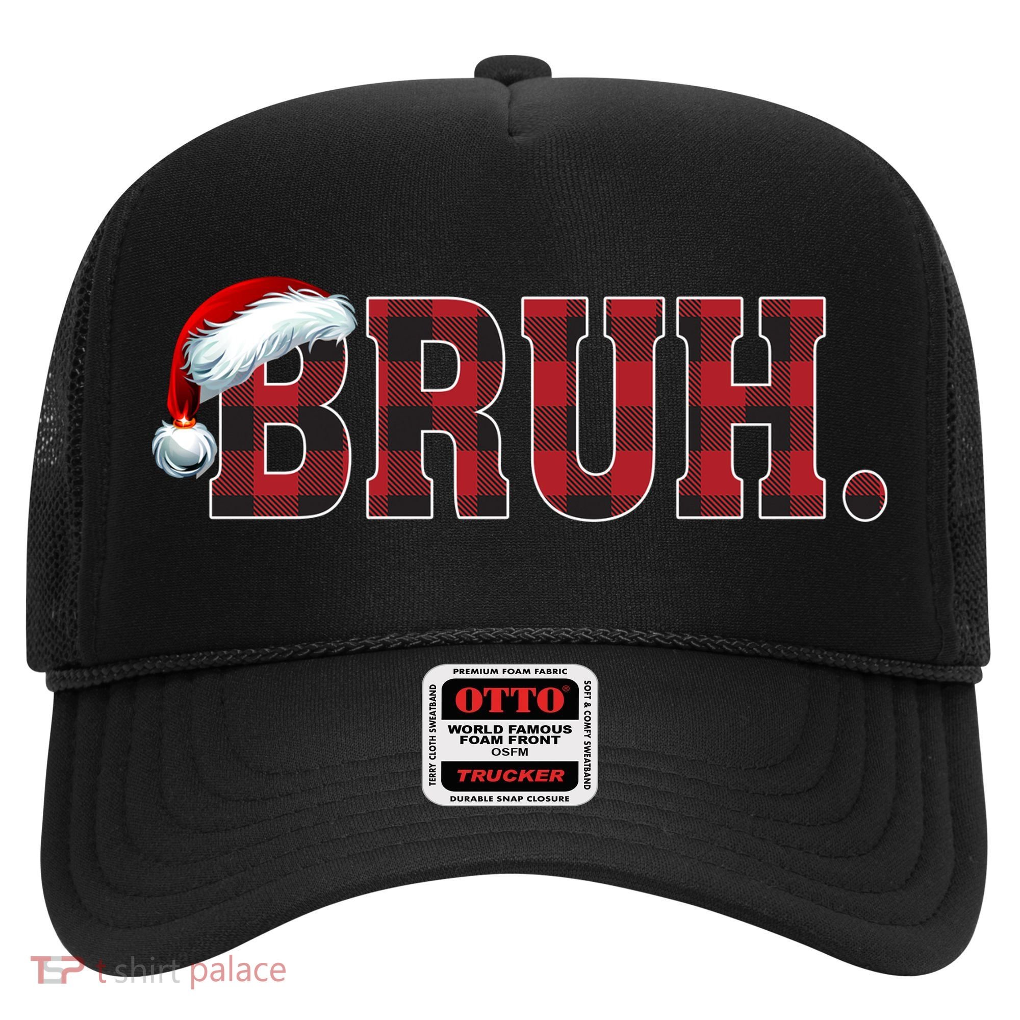 Bruh Funny Merry Christmas Buffalo Plaid Family Matching Pjs Hat