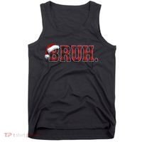 Bruh Funny Merry Christmas Buffalo Plaid Family Matching Pjs Tank Top thumb 0