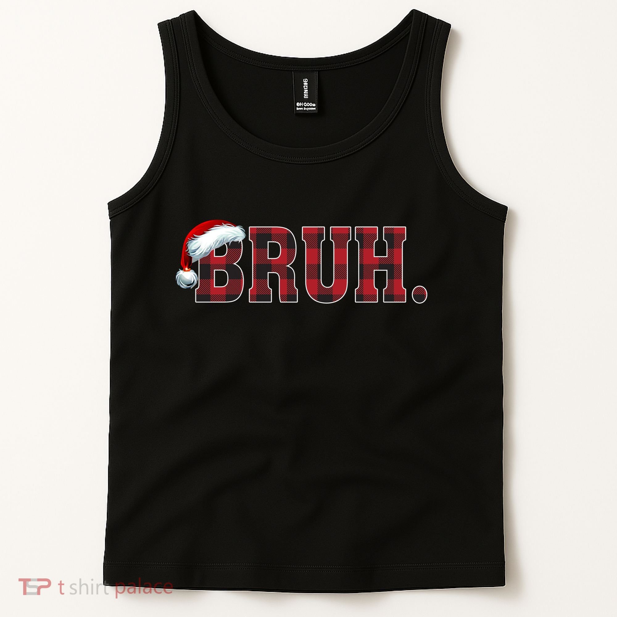 Bruh Funny Merry Christmas Buffalo Plaid Family Matching Pjs Tank Top
