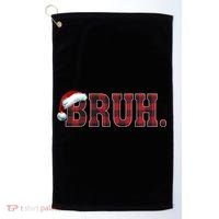 Bruh Funny Merry Christmas Buffalo Plaid Family Matching Pjs Golf Towel thumb 0