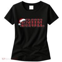 Bruh Funny Merry Christmas Buffalo Plaid Family Matching Pjs Women's T-Shirt thumb 0