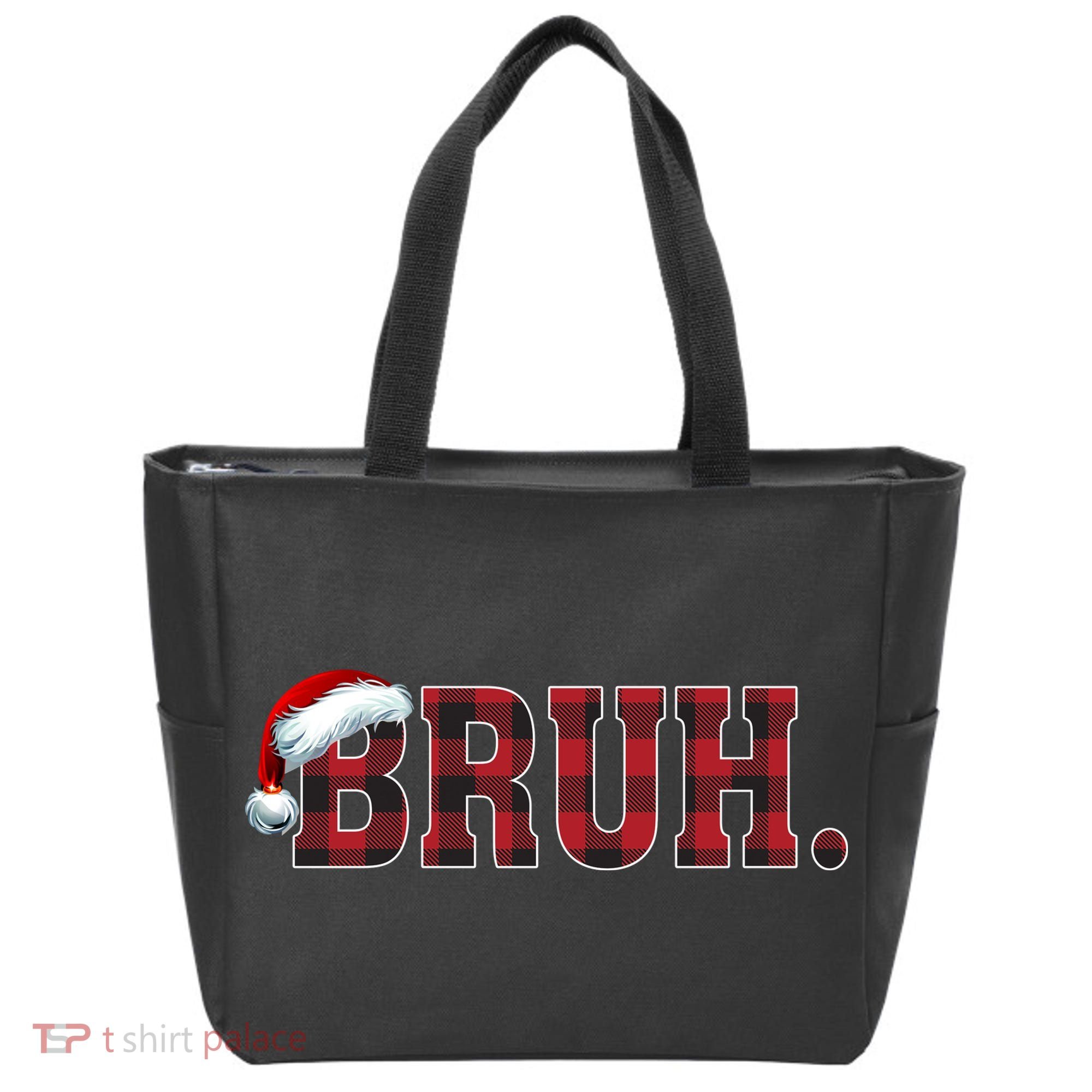 Bruh Funny Merry Christmas Buffalo Plaid Family Matching Pjs Tote Bag