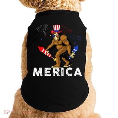 Bigfoot Fireworks Merica 4th Of July Sasquatch Doggie Tank