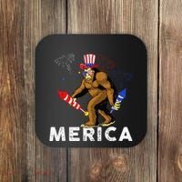 Bigfoot Fireworks Merica 4th Of July Sasquatch Coaster thumb 0