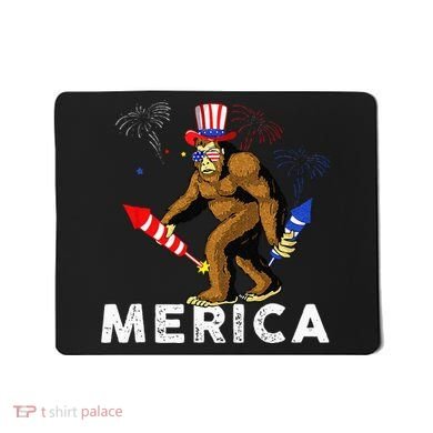 Bigfoot Fireworks Merica 4th Of July Sasquatch Mousepad