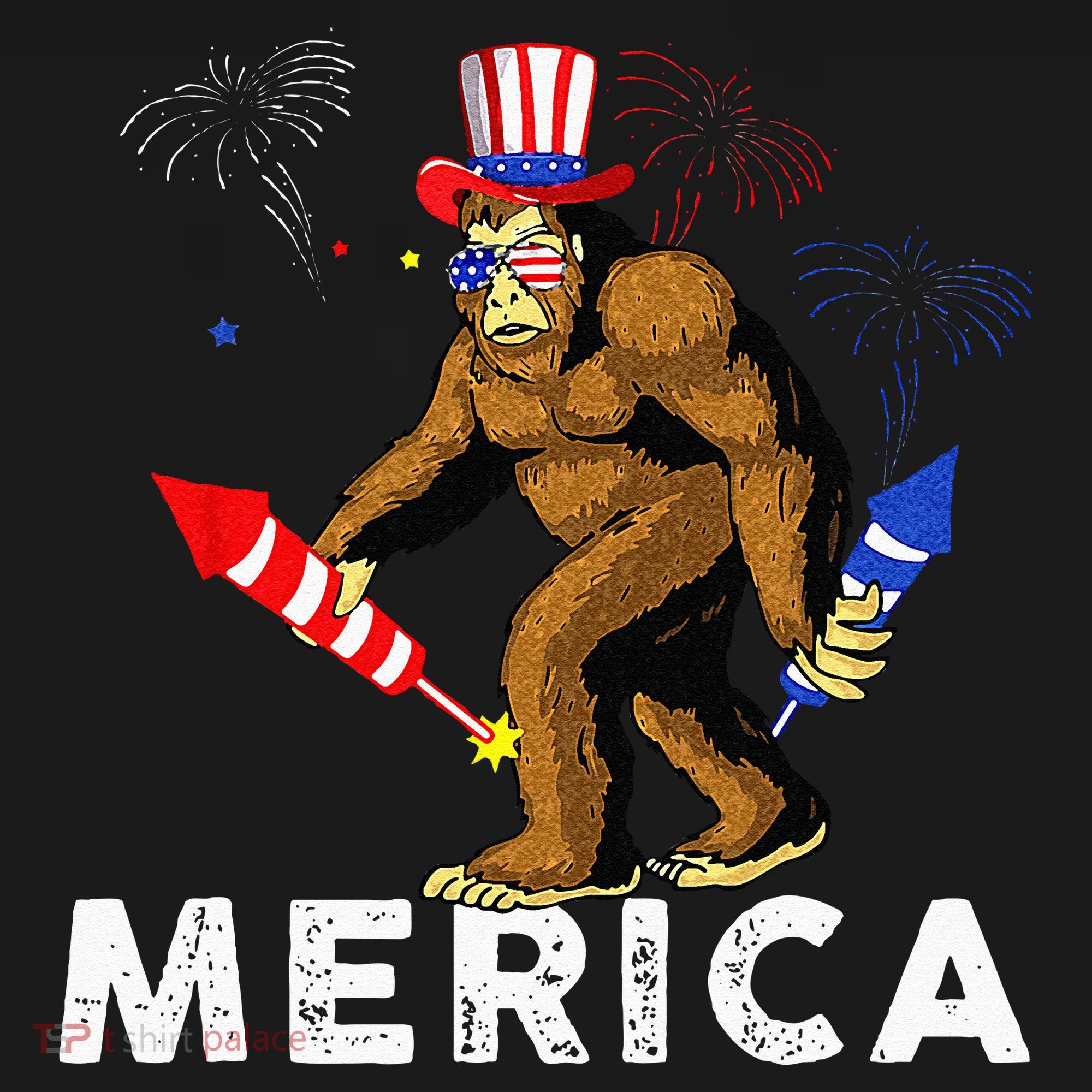 Bigfoot Fireworks Merica 4th Of July Sasquatch Mousepad