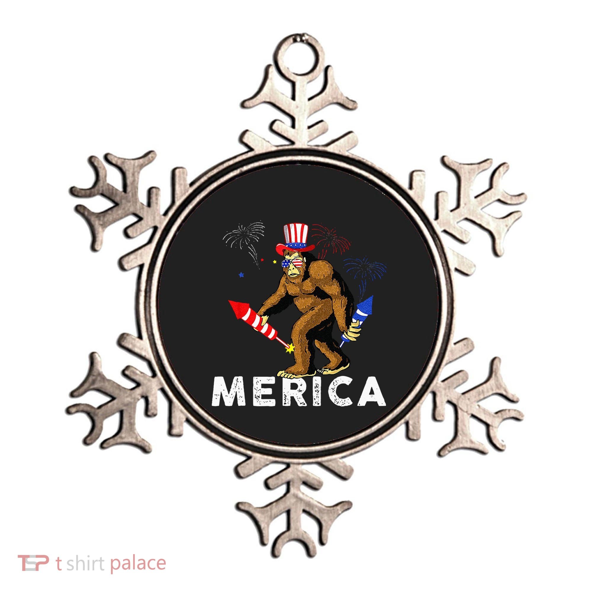 Bigfoot Fireworks Merica 4th Of July Sasquatch Ornament