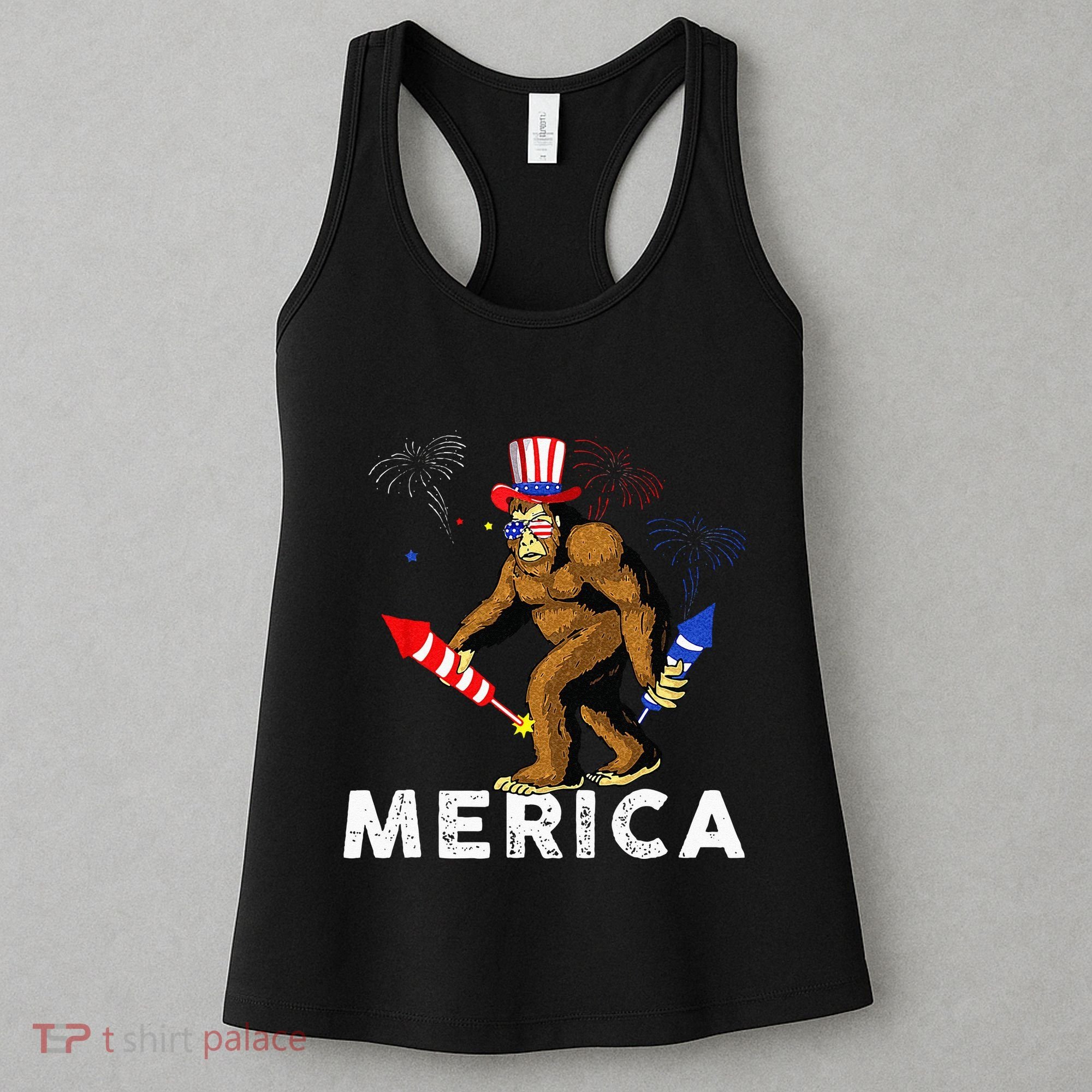 Bigfoot Fireworks Merica 4th Of July Sasquatch Women's Tank Top