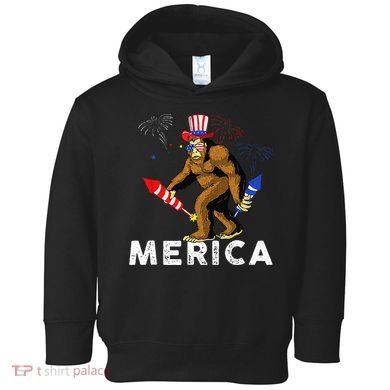Bigfoot Fireworks Merica 4th Of July Sasquatch Toddler Hoodie