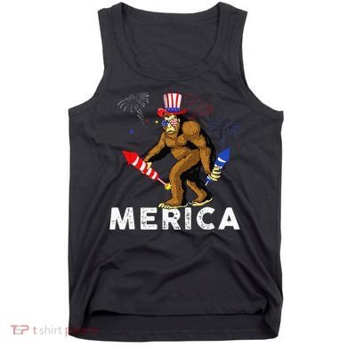 Bigfoot Fireworks Merica 4th Of July Sasquatch Tank Top