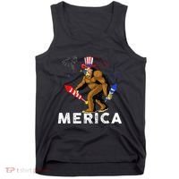 Bigfoot Fireworks Merica 4th Of July Sasquatch Tank Top thumb 0