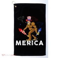 Bigfoot Fireworks Merica 4th Of July Sasquatch Golf Towel thumb 0