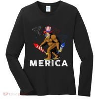 Bigfoot Fireworks Merica 4th Of July Sasquatch Women's Long Sleeve Shirt thumb 0